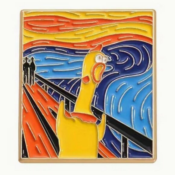 Rubber Chicken Edvard Munch "The Scream" Enamel Lapel Pin - Picture 1 of 4